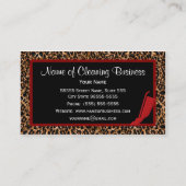 Trendy Red Vacuum Leopard Housekeeping Service Visitekaartje (Achterkant)