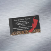 Trendy Red Vacuum Leopard Housekeeping Service Visitekaartje Magneet (Voorbeeld)