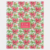 Trendy red watercolor preppy custom name fleece deken (Voorkant)