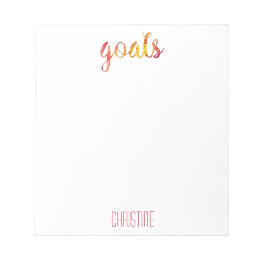 Trendy Red Waterverf Goals Speciaal stijlvol Notitieblok (Voorkant)