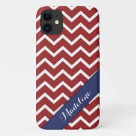 Trendy Red White Chevron Blue Case-Mate iPhone Case
