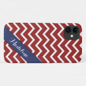 Trendy Red White Chevron Blue Case-Mate iPhone Case (Achterkant (horizontaal))