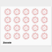Trendy Red & White Christmas Icons Doodle Art Ronde Sticker (Vel)