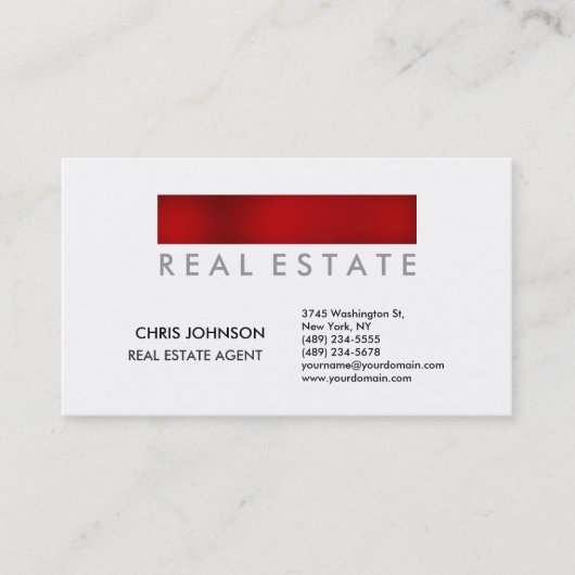 Trendy Red White Creative Agent Visitekaartje (Voorkant)