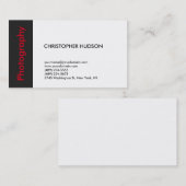 Trendy Red White Dark Grey Photography Visitekaartje (Voorkant / Achterkant)