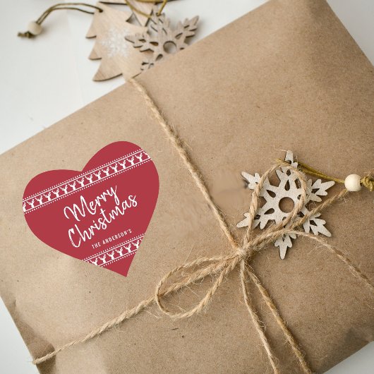 Trendy Red & White Deer Typography Merry Kerstry Hart Sticker