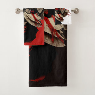 Trendy Red White en Black Kabuki Bad Handdoek