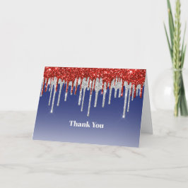Trendy Red White en Blue Glitter Drivers Bedankkaart