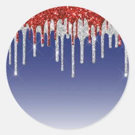 Trendy Red White en Blue Glitter Drivers Ronde Sticker
