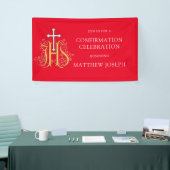 Trendy Red White Gold Logo bevestiging Spandoek (Beurs)