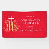 Trendy Red White Gold Logo bevestiging Spandoek (Horizontaal)