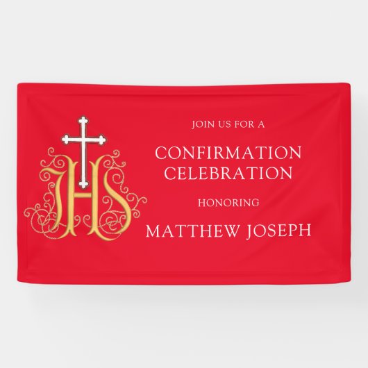 Trendy Red White Gold Logo bevestiging Spandoek (Horizontaal)