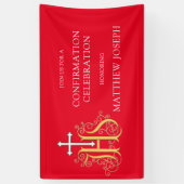 Trendy Red White Gold Logo bevestiging Spandoek (Verticaal)