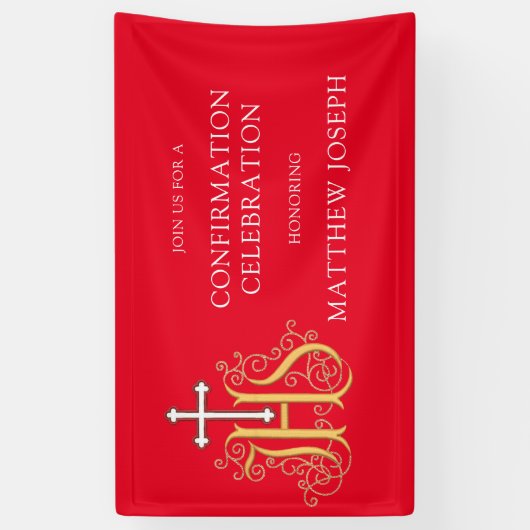 Trendy Red White Gold Logo bevestiging Spandoek (Verticaal)