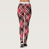 Trendy Red White Maroon Geometric Diamond Pattern Leggings (Achterkant)