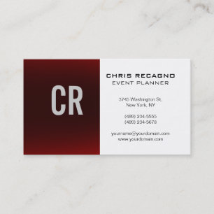 Trendy Red White Monogram Visitekaartje