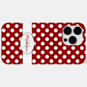 Trendy Red White polka dots Monogram Case-Mate iPhone Case (Achterkant (horizontaal))