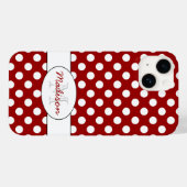 Trendy Red White polka dots Monogram Case-Mate iPhone Case (Achterkant (horizontaal))