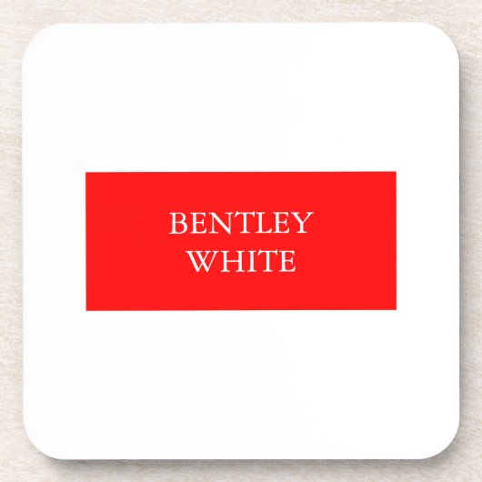 Trendy Red White, stijlvol, eenvoudig Jouw naam Bier Onderzetter (Voorkant)