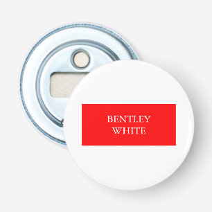 Trendy Red White, stijlvol, eenvoudig Jouw naam Button Flesopener