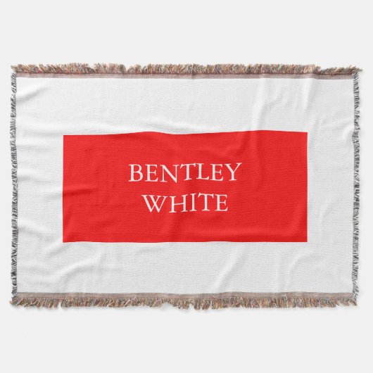 Trendy Red White, stijlvol, eenvoudig Jouw naam Deken (Voorkant)