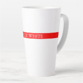 Trendy Red White, stijlvol, eenvoudig Jouw naam Latte Mok (Rechterhoek)