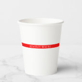 Trendy Red White, stijlvol, eenvoudig Jouw naam Papieren Bekers (Voorkant)