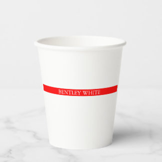 Trendy Red White, stijlvol, eenvoudig Jouw naam Papieren Bekers