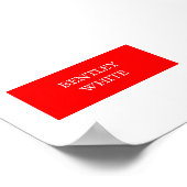 Trendy Red White, stijlvol, eenvoudig Jouw naam Poster (Hoek)