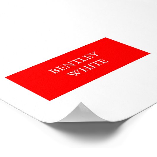 Trendy Red White, stijlvol, eenvoudig Jouw naam Poster (Hoek)