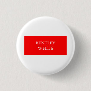 Trendy Red White, stijlvol, eenvoudig Jouw naam Ronde Button 3,2 Cm