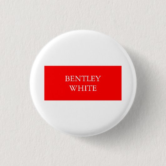 Trendy Red White, stijlvol, eenvoudig Jouw naam Ronde Button 3,2 Cm (Voorkant)