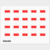 Trendy Red White, stijlvol, eenvoudig Jouw naam Ronde Sticker (Vel)