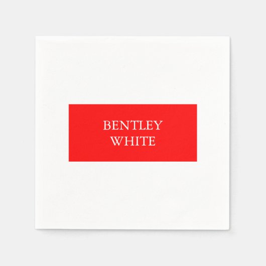 Trendy Red White, stijlvol, eenvoudig Jouw naam Servet (Voorkant)