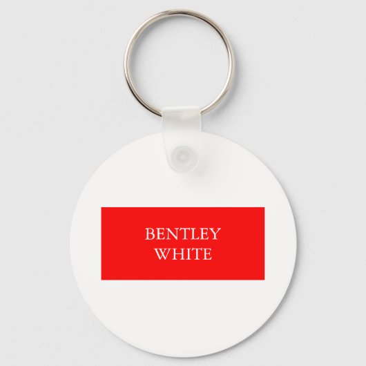 Trendy Red White, stijlvol, eenvoudig Jouw naam Sleutelhanger (Voorkant)