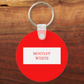Trendy Red White, stijlvol, eenvoudig Jouw naam Sleutelhanger (Achterkant)