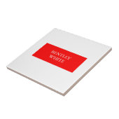 Trendy Red White, stijlvol, eenvoudig Jouw naam Tegeltje (Zijkant)