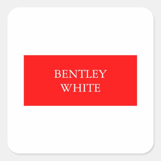 Trendy Red White, stijlvol, eenvoudig Jouw naam Vierkante Sticker (Voorkant)