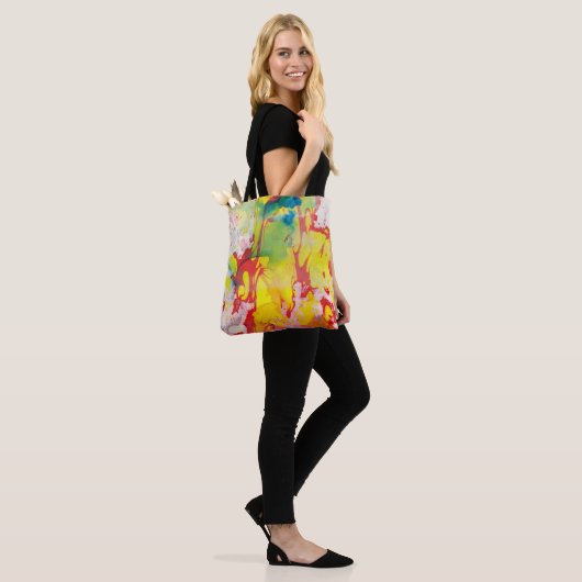 Trendy Red Yellow Blue Green Modern Abstract Tote Bag (Op model)