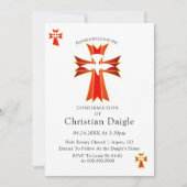 Trendy Red Yellow Cross en Dove Bevestiging Kaart (Voorkant)