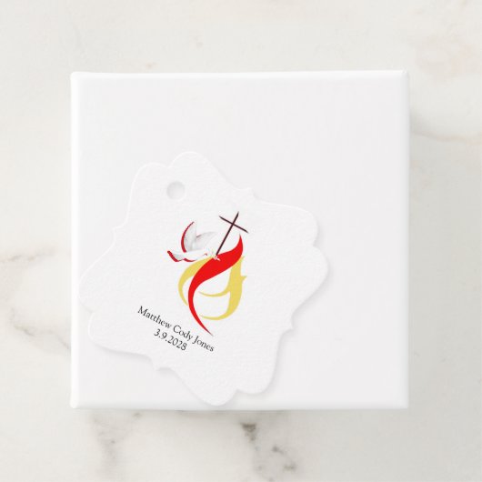 Trendy Red Yellow Dove Fire Bevestiging Custom Fa Bedankjes Labels (In situ)