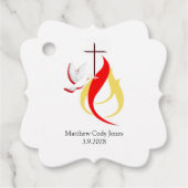 Trendy Red Yellow Dove Fire Bevestiging Custom Fa Bedankjes Labels (Voorkant)