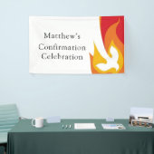 Trendy Red Yellow Fire and Dove Bevestiging Spandoek (Beurs)