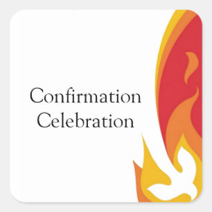 Trendy Red Yellow Fire and Dove Bevestiging Vierkante Sticker