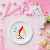 Trendy Red Yellow Fire and Dove Cross bevestiging Papieren Bordje (Feest)