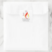 Trendy Red Yellow Fire Cross Dove Bevestiging Vierkante Sticker (Tas)