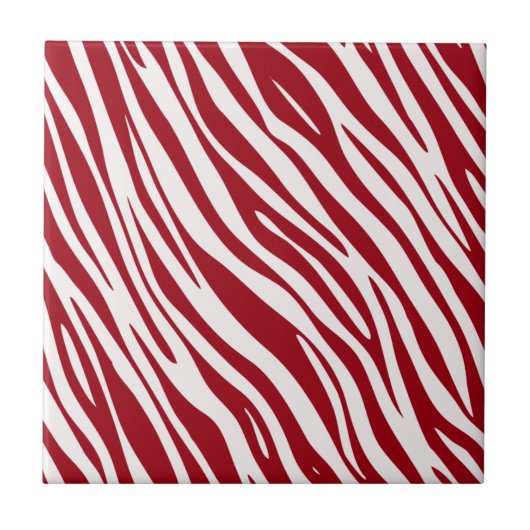 Trendy Red Zebra Animal Sripes Tegeltje (Voorkant)