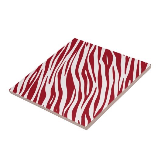 Trendy Red Zebra Animal Sripes Tegeltje (Zijkant)