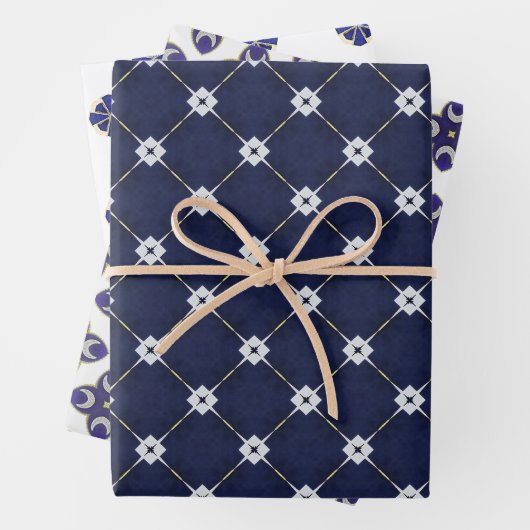 Trendy Regal blauw en Goud Luxe Inpakpapier Vel (In situ)