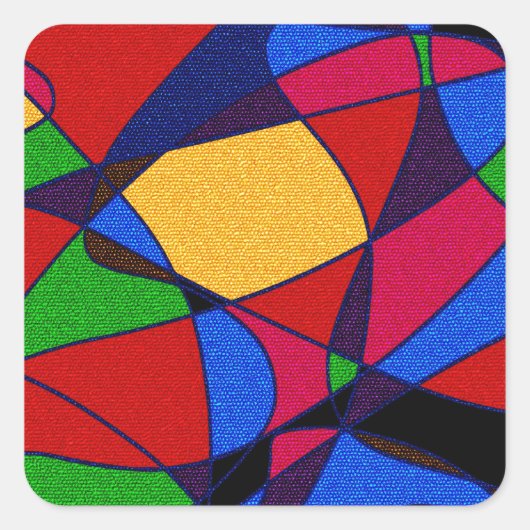 Trendy regenboog abstracte kunst cadeauaccessoires vierkante sticker (Voorkant)